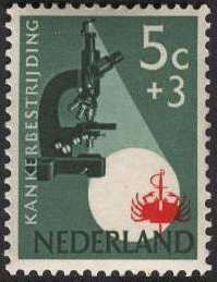 Microscope and Emblem Fight against Cancer