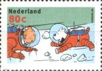 Tintin and Snowy Wearing Space Suits