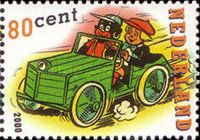 In a Soapbox Car with Label (from Souvenir Sheet)