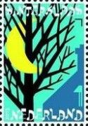 The moon shining through the trees