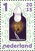 An egg squeezes through the narrow neck of a bottle