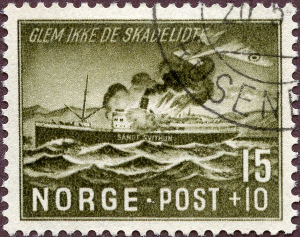 Postal steamer "St. Svithun" attacked by aircraft