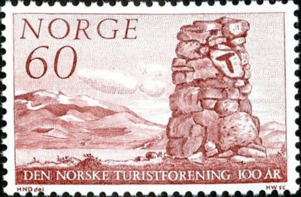 Marker in mountainous landscape