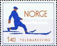 Skier making telemark turn