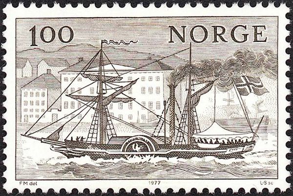 Paddle steamer "Constitutionen" in Arendal Harbor