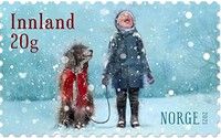 Child with Dog in Snow