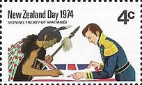 Signing Waitangi Treaty