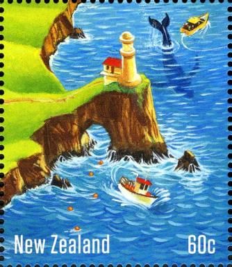 Nugget Point Lighthouse and Humpback Whale / Otago