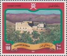 Oasis fort among palm trees