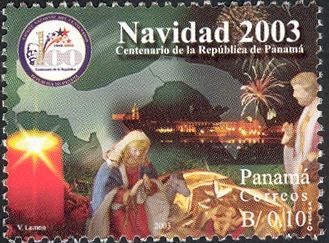Nativity scene, Fireworks over Panama City