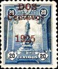 Jose Olaya - Monument, overprint 2c on 20c blue