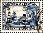 Surcharged in black - 10c on 20c deep blue