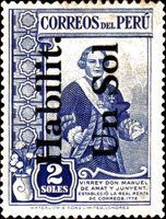Viceroy Manuel de Amat y Junyent - surcharge 1s on 2s