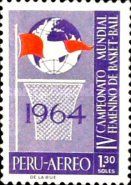 Globe with flag over Basketball-Chest