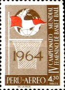 Globe with flag over Basketball-Chest