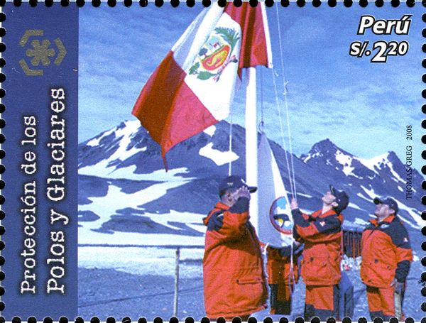 Scientists raising flag