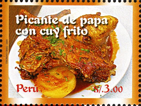 Peruvian Gastronomy - Picante de papa con cuy frito