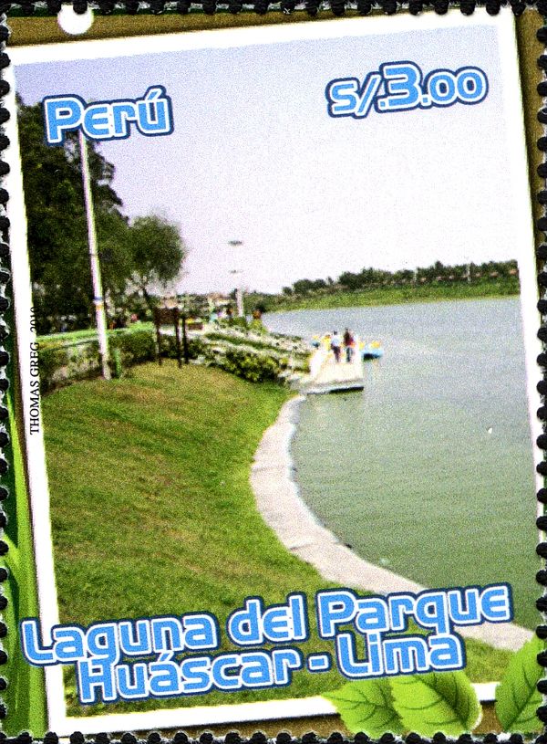 Lake in Huascar Park, Lima