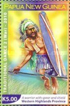 Warrior with spear and shield, Western Highlands Province