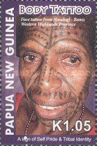 Face tattoo from Nondugl, Banz, Western Highlands Province