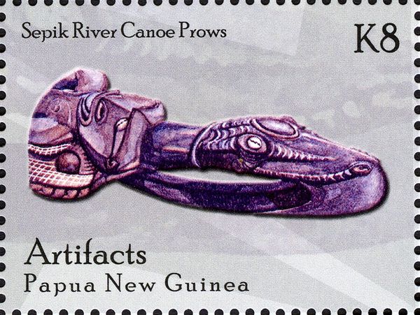 Sepik River canoe prow painted purple