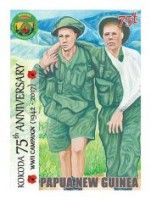 Wounded soldier being helped by a comrade