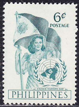 UN Emblem and Girl Holding Flag