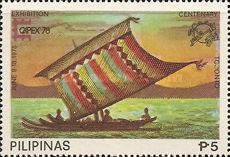 Sailing boat Moro Vinta and UPU emblem