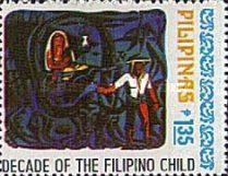 1978 Decade of Filipino Child surcharged