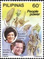 Pres. Aquino, Vice-Pres. Laurel & Many Hands