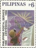 Child placing envelope into mailbox