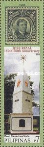 1906 stamp & Rizal Monument in Daet, Camarines Norte