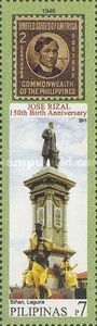 1946 stamp & Rizal Monument in Binan Laguna