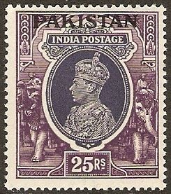 King George VI wearing Imperial Crown of India - overprinted