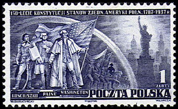 Kościuszko (1746-1817), Paine (1737-1809), Washington (1732-