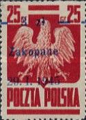 Polish Eagle, Surcharge 3z on 25g Łódź 19.1.1945