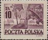 Worker Holding Hammer, Flag and Olive Branch
