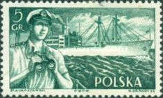 Officer with binoculars & freightship S.S.Kilinski -12 x 12½