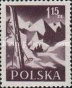 Skis, ski poles in a mountain area - Perf 12¾