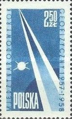 Symbolic launch of a space rocket and satellite