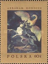 Dog fighting Heron, by Abraham Hondius