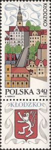 Panorama of Klodzko, with label