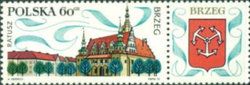 Town Hall, Brzeg with label