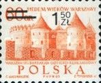 Barbican, Gothic-Renaissance castle, surcharged 1,50 Zloty