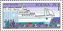 Ferry "Gryf" and cars at pier, Gdansk