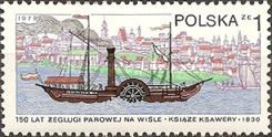 Paddle steamer Prince Ksawery and Old Warsaw