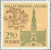 Map and Old Town Hall of Zamosc, 1591