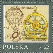 Map of Krakow, by A. Buchowiecki, 1703, Astrolabe