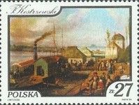 Steamship Harbor in Powisle, by Franciszek Kostrzewski