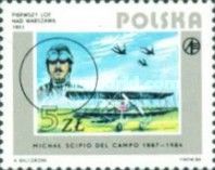 Michal Scipio del Campo and Biplane (1st Flight over Warsaw)